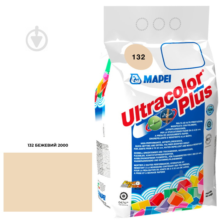 Затірка для плитки Mapei Ultracolor Plus 132 5 кг бежевий - фото 1