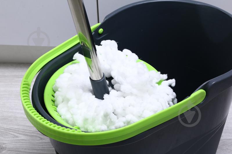 Комплект швабра и ведро с механическим отжимом для пола OBERY Solo Twist 16 см черный - фото 13