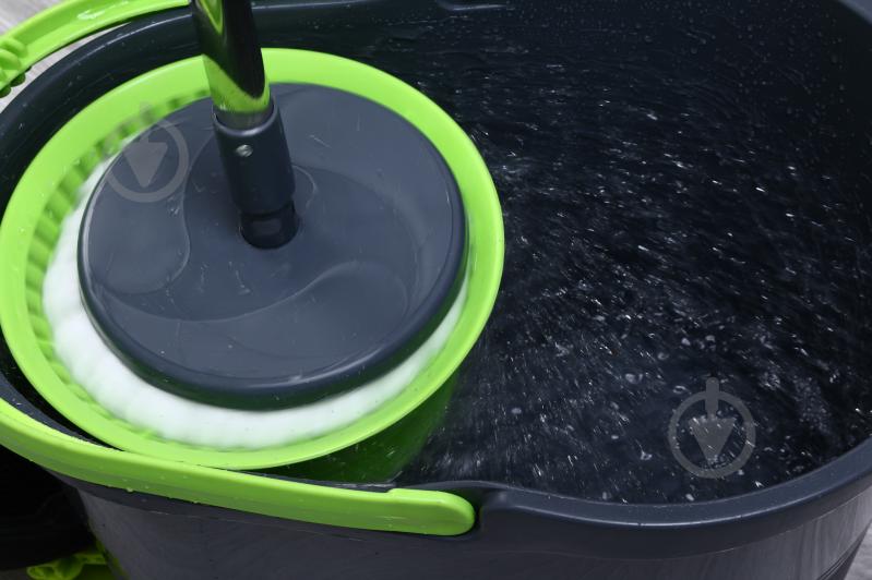 Комплект швабра и ведро с механическим отжимом для пола OBERY Solo Twist 16 см черный - фото 14