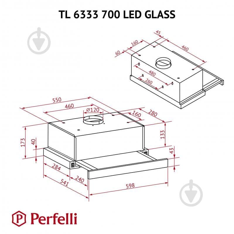 Вытяжка Perfelli TL 6333 BL 700 LED GLASS телескопическая - фото 12