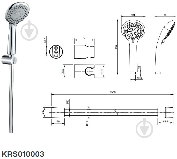 Душовий гарнітур Koller Pool Kvadro Start KRS010003 - фото 2