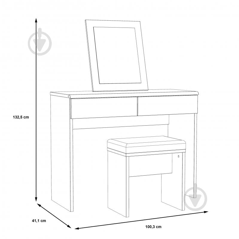 Столик туалетний Bellevue 1003х1325х413 мм дуб болотний / дуб болотний - фото 7 Столик туалетний Bellevue 1003х1325х413 мм дуб болотний / дуб болотний - фото 7