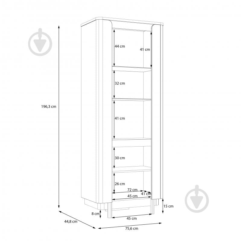 Шкаф-витрина Forte Meble 2d VODOL 1963х756х448 мм бежевый / черный / бежевый - фото 6 Шкаф-витрина Forte Meble 2d VODOL 1963х756х448 мм бежевый / черный / бежевый - фото 6