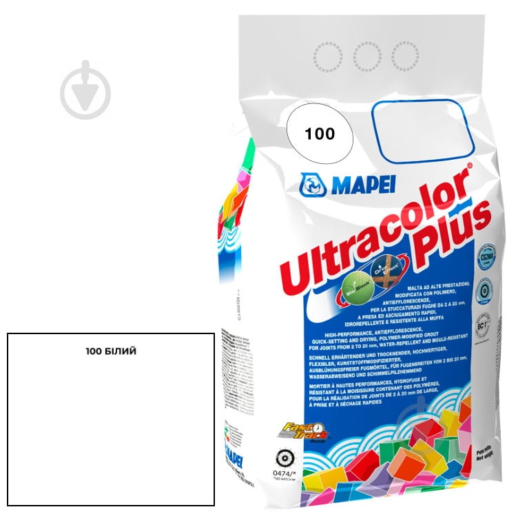 Затирка для плитки Mapei Ultracolor Plus 100 5 кг белый - фото 1