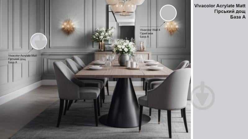 Краска интерьерная акрилатная Vivacolor Acrylate Matt шелковистый мат Горный дождь G488 0,9 л - фото 3 Краска интерьерная акрилатная Vivacolor Acrylate Matt шелковистый мат Горный дождь G488 0,9 л - фото 3