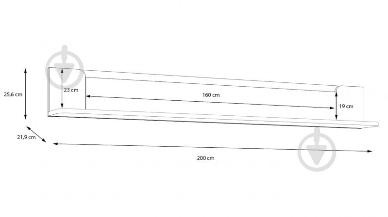 Полка Forte Meble Vodol 2000x256 мм бежевый/черный (УТ0023448:M849 Бежевий/Чорний) - фото 4 Полка Forte Meble Vodol 2000x256 мм бежевый/черный (УТ0023448:M849 Бежевий/Чорний) - фото 4