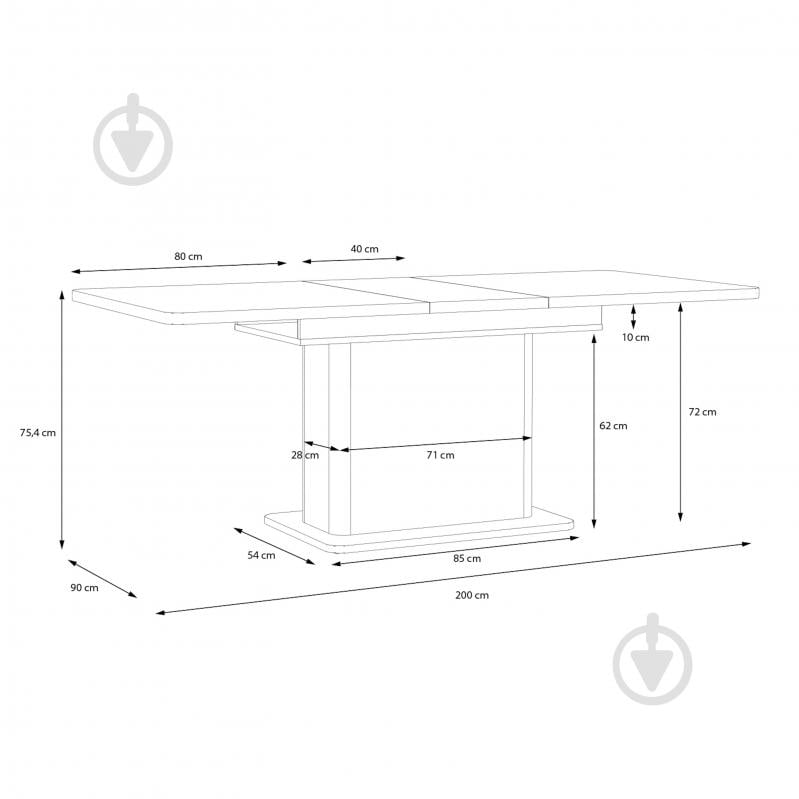 Стол обеденный Forte Meble Водол 1600(2000)x900x754мм бежевый/бежевый/черный - фото 6