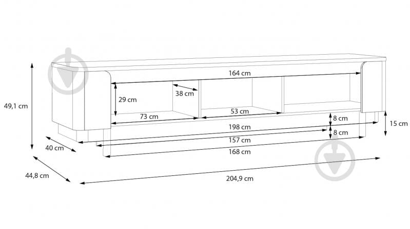 Тумба под ТВ Forte Meble Vodol 3d 2049x491x448 мм черный/бежевый - фото 6