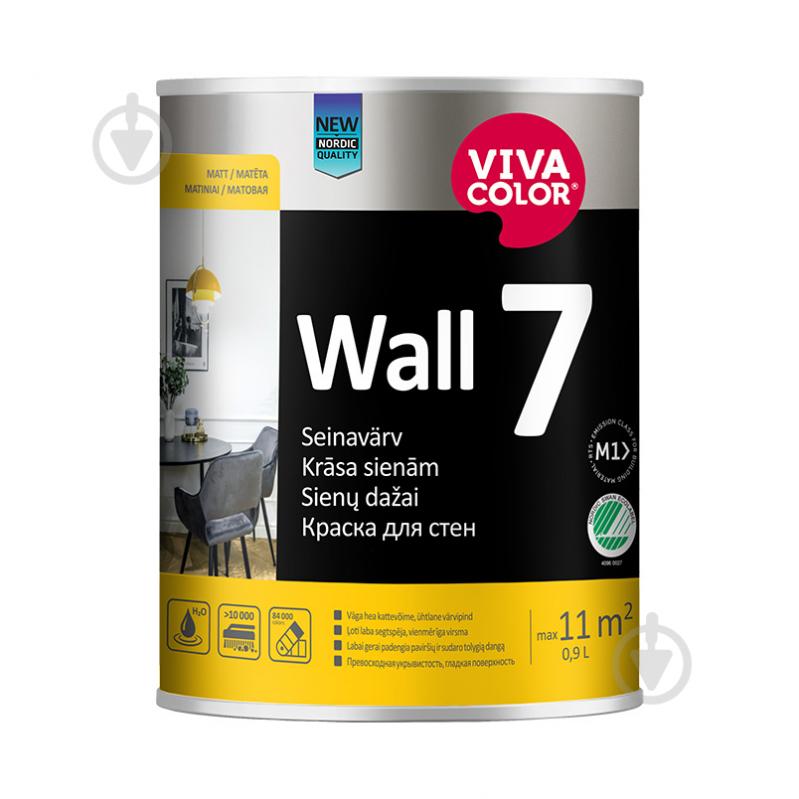 Краска интерьерная латексная Vivacolor Wall 7 А мат белый 0,9 л - фото 1