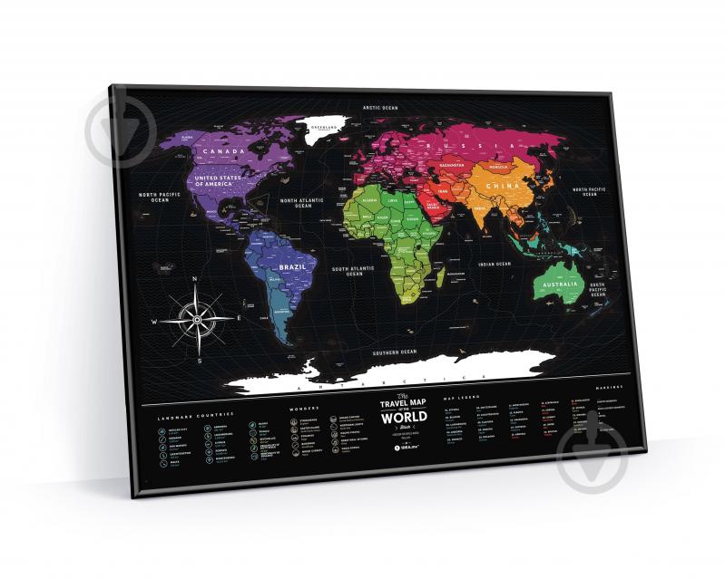 Скретч-карта Travel Map Black World (англ.) в раме 1DEA.me - фото 6
