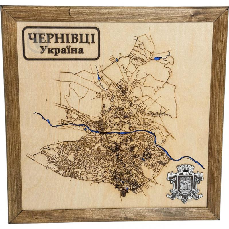 Карта Украины Черновцы 45x45 см бежевый с рисунком - фото 1