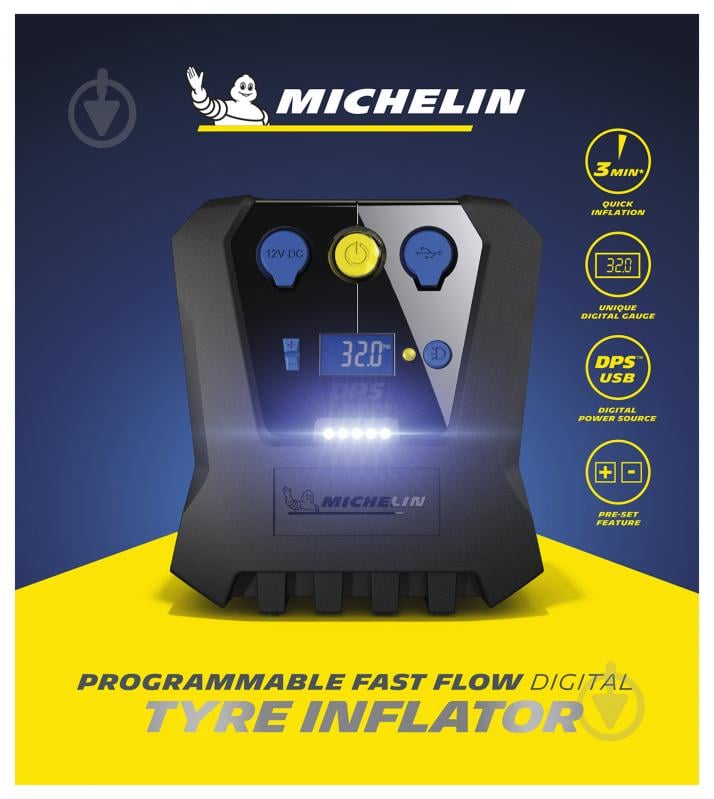 Компресcор автомобильный Michelin Programmable Fast Flow Digital Tyre - фото 7