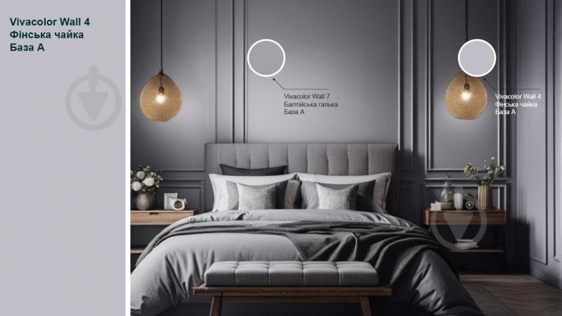 Фарба інтер'єрна латексна Vivacolor Wall 4 глибокий мат Фінська чайка V427 0,9 л - фото 2