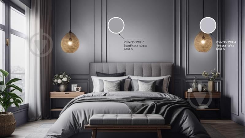 Фарба інтер'єрна латексна Vivacolor Wall 4 глибокий мат Фінська чайка V427 0,9 л - фото 3