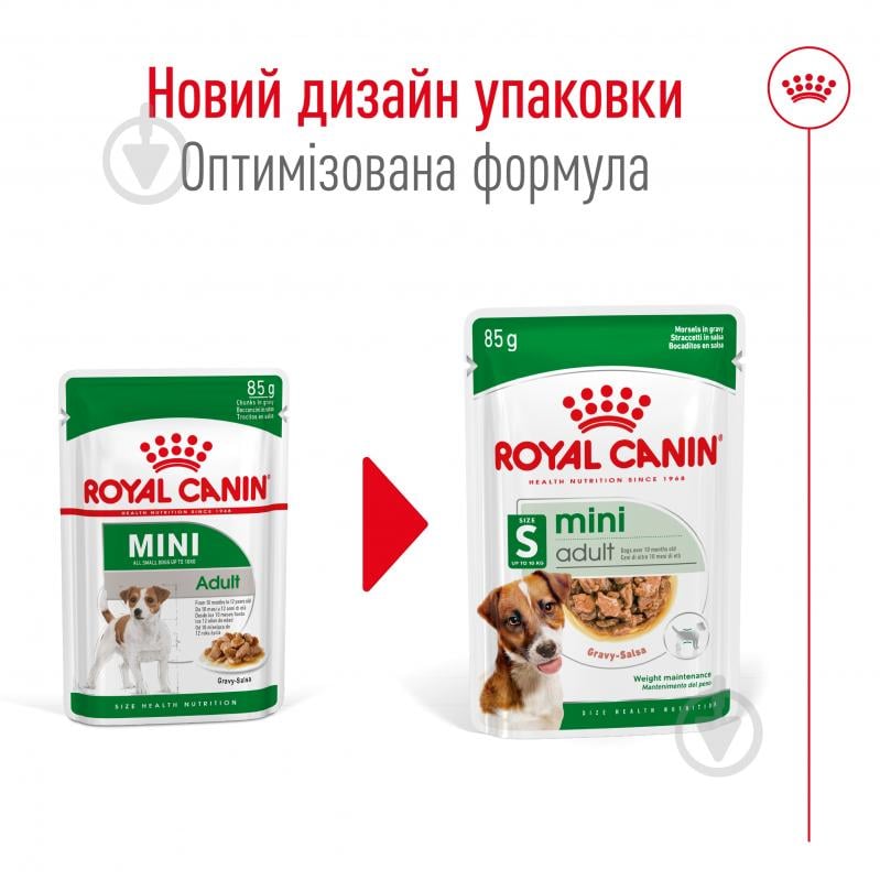 Корм вологий для дорослих собак для малих порід Royal Canin MINI ADULT (Міні Едалт соус), пауч, 85 г 85 г - фото 5