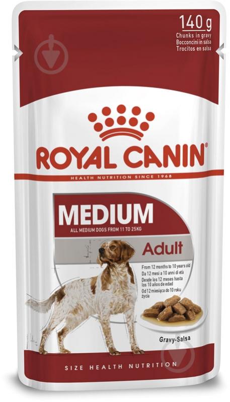 Корм влажный для взрослых собак для средних пород Royal Canin MEDIUM ADULT (Медиум Эдалт соус), пауч,140 г 140 г - фото 1 Корм влажный для взрослых собак для средних пород Royal Canin MEDIUM ADULT (Медиум Эдалт соус), пауч,140 г 140 г - фото 1