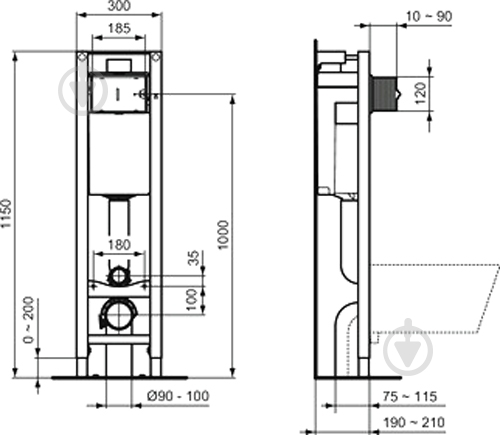 Комплект інсталяції Ideal Standard ProSys ECO Frame вузька клавіша OLEAS M2 біла E2332AC - фото 3