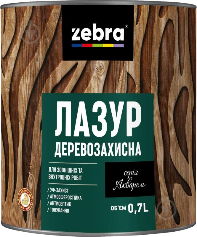 Лазурь ZEBRA Деревозащитная серия Акварель Пиния глянец 0,7 л - фото 1