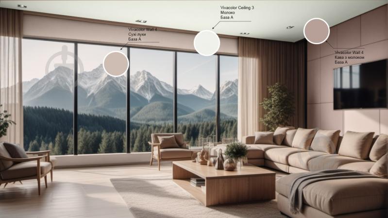 Краска интерьерная латексная Vivacolor Wall 4 глубокий мат Кофе с молоком V474 2,7 л - фото 3 Краска интерьерная латексная Vivacolor Wall 4 глубокий мат Кофе с молоком V474 2,7 л - фото 3