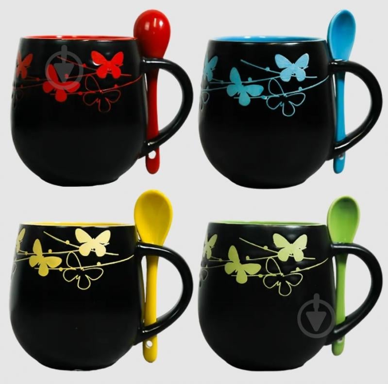 Чашка з ложкою Vittora Барви ночі 450 мл в асортименті - фото 1 Чашка з ложкою Vittora Барви ночі 450 мл в асортименті - фото 1