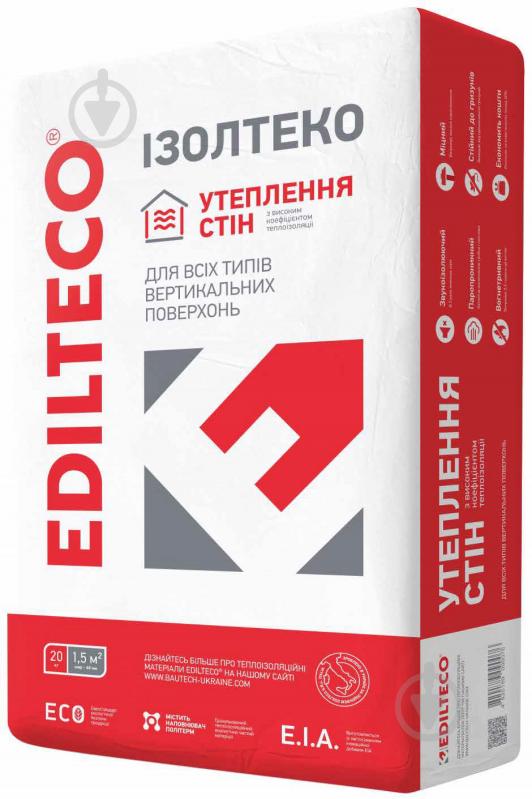 Штукатурка Edilteco теплоизоляционная ИЗОЛТЭКО 60л 20 кг - фото 1