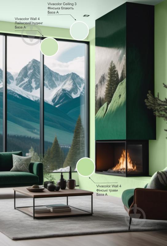 Краска интерьерная латексная Vivacolor Wall 4 глубокий мат Финские травы G380 0,9 л - фото 3 Краска интерьерная латексная Vivacolor Wall 4 глубокий мат Финские травы G380 0,9 л - фото 3