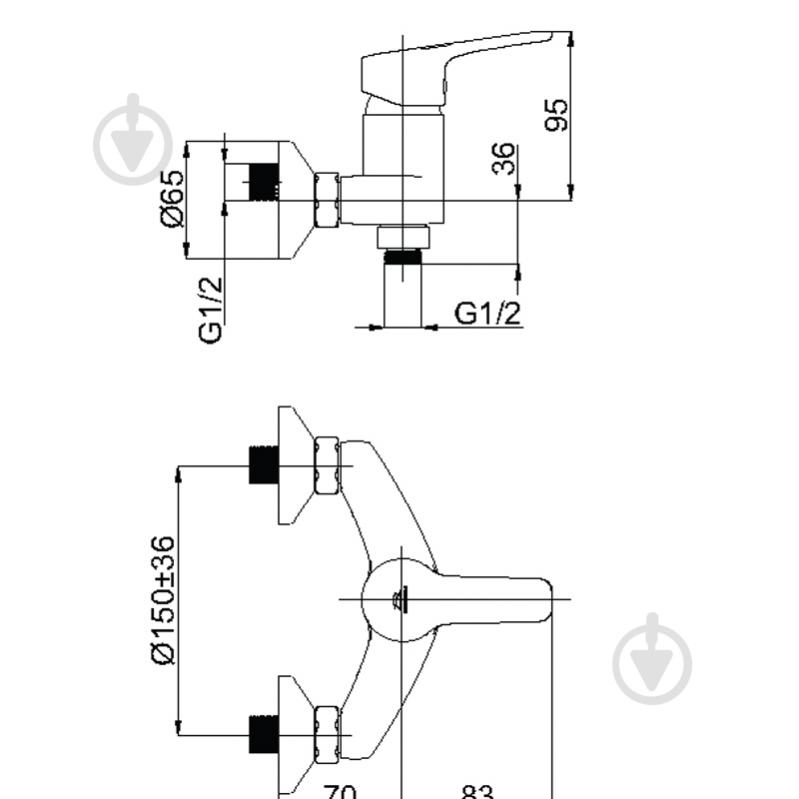Смеситель для душа Rubineta Uno-12 (BK) - фото 2