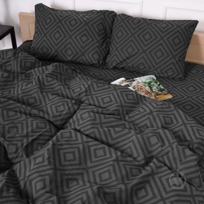 Комплект постільної білизни Бязь 17-0625 Geometry Graphite 175х210 см графітовий MirSon - фото 1