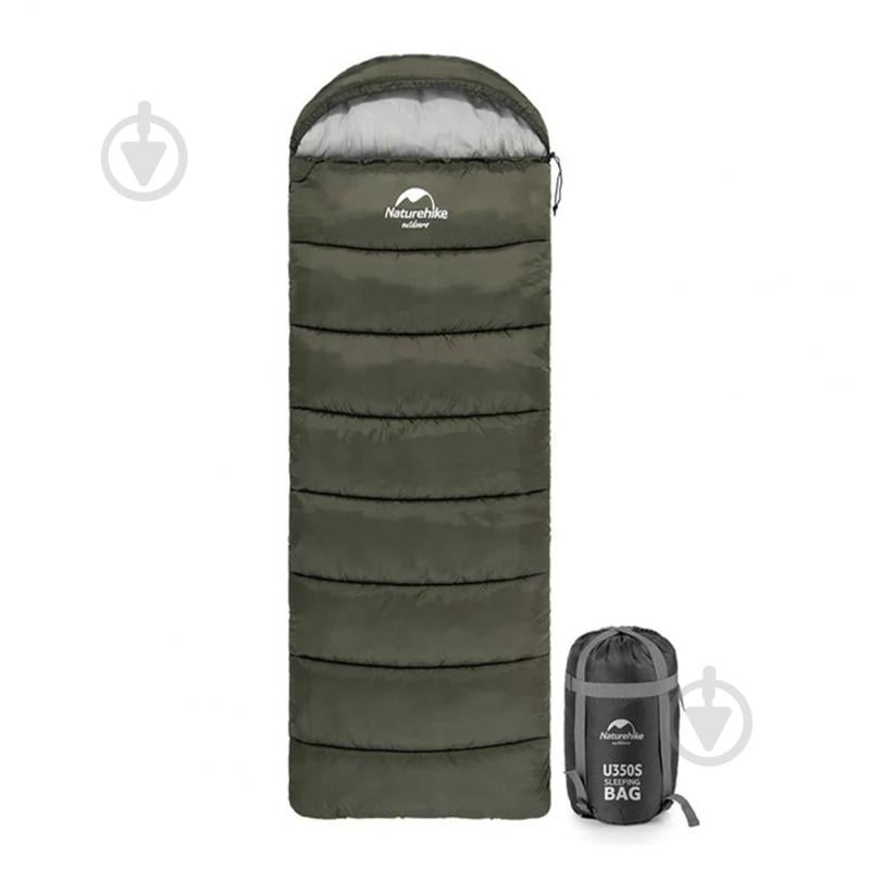 Спальний мішок Naturehike з капюшоном U150 NH20MSD07, (7℃~11℃), правий, зелений, (190+30)*75см