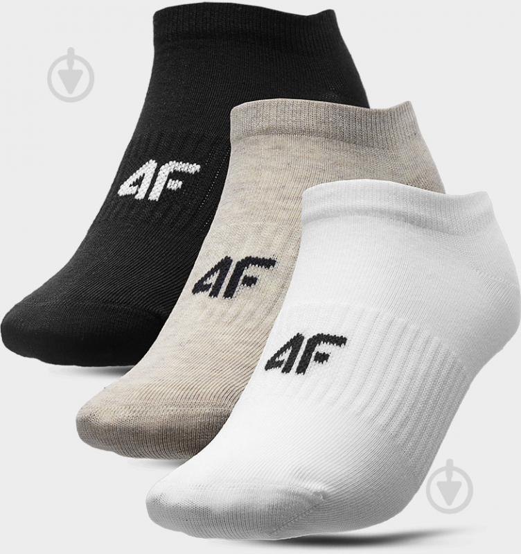 Носки 4F SOCKS CAS 4FSS23USOCF156-93S р.39-42 черный/бежевый/белый 3 пари шт. - фото 1