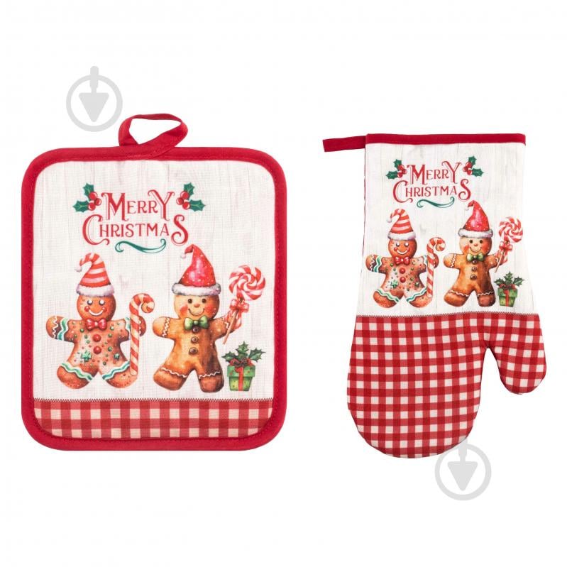 Набор прихваток для кухни Christmas Gingerbread красный Ardesto - фото 1 Набор прихваток для кухни Christmas Gingerbread красный Ardesto - фото 1