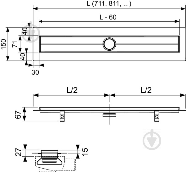 Душевой канал TECE drainline 601500 - фото 3