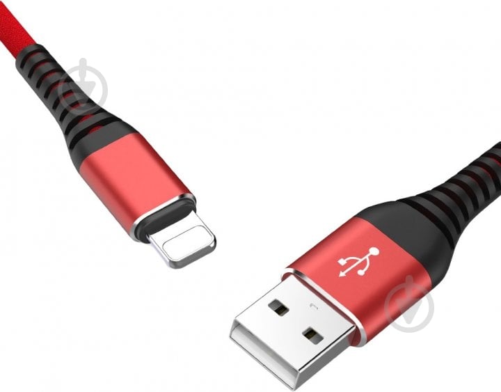 Кабель EXTRADIGITAL Flexible USB - Lightning 1 м black/red (KBU1758) - фото 1
