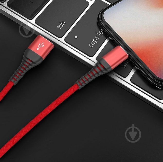 Кабель EXTRADIGITAL Flexible USB - Lightning 1 м black/red (KBU1758) - фото 6