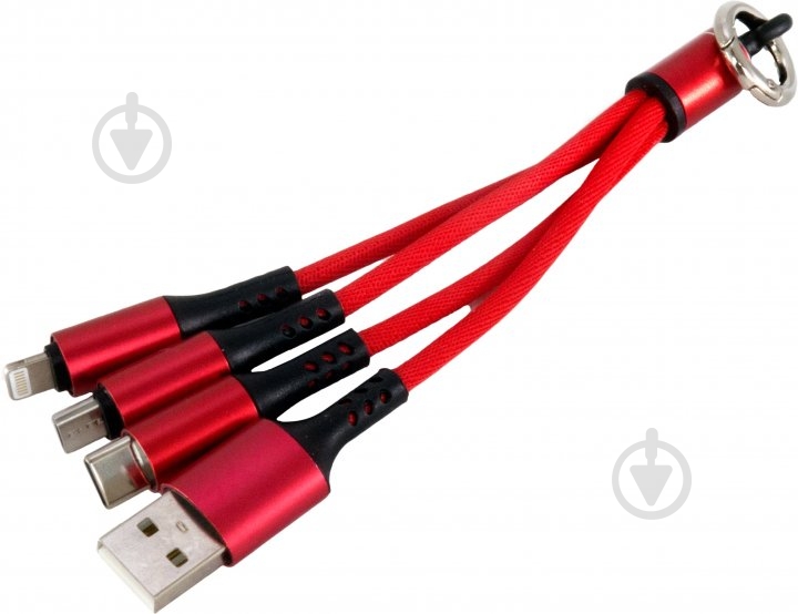 Адаптер EXTRADIGITAL USB — Type-C — Lightning — Micro USB 0,12 м black/red (KBU1759) - фото 1 Адаптер EXTRADIGITAL USB — Type-C — Lightning — Micro USB 0,12 м black/red (KBU1759) - фото 1