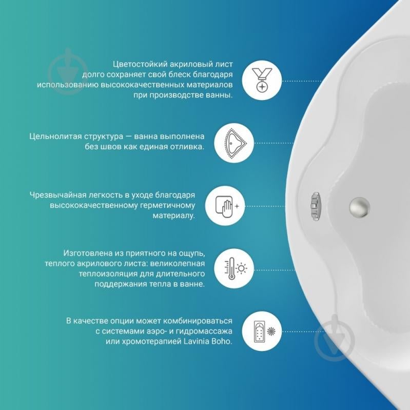 Ванна акриловая Lavinia Boho Rock 1700х750 см с ножками и лицевым экраном - фото 12