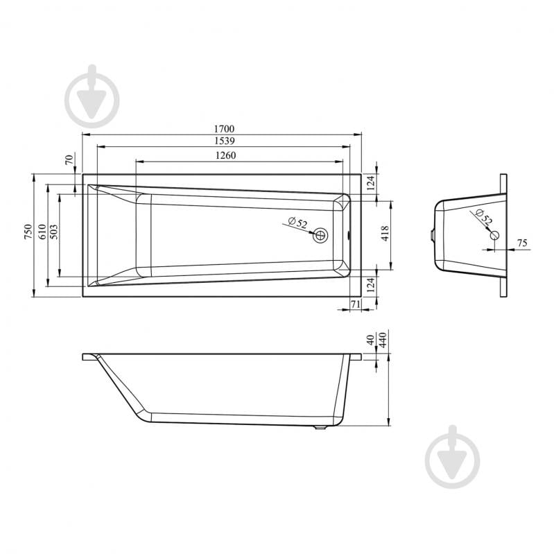 Ванна акриловая Lavinia Boho Rock 1700х750 см с ножками и лицевым экраном - фото 10