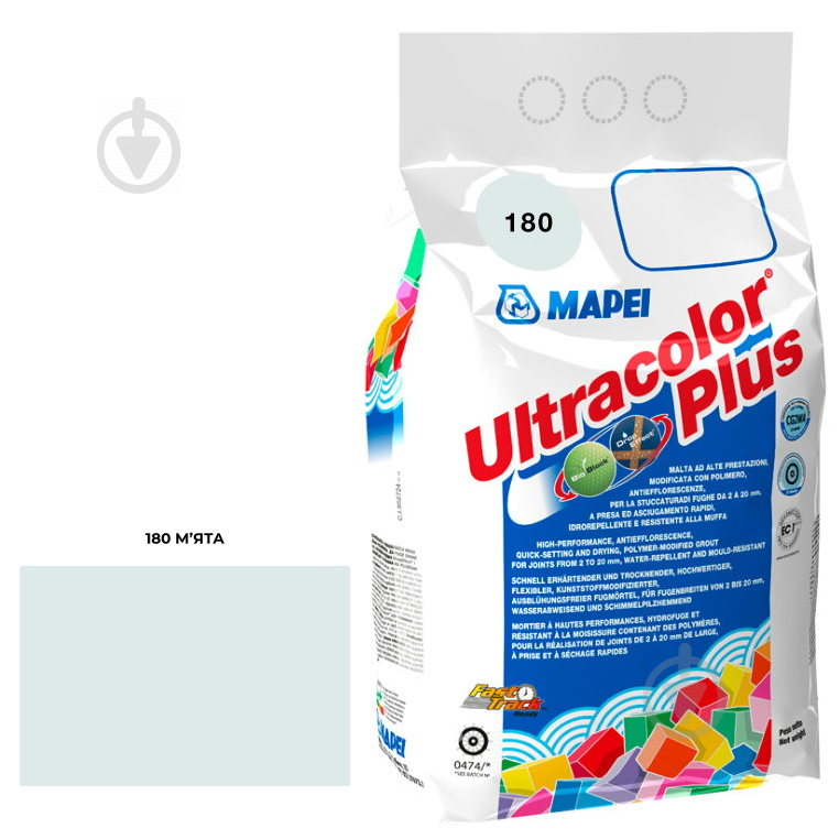 Затирка для плитки Mapei Ultracolor Plus 180 2 кг мятный - фото 1