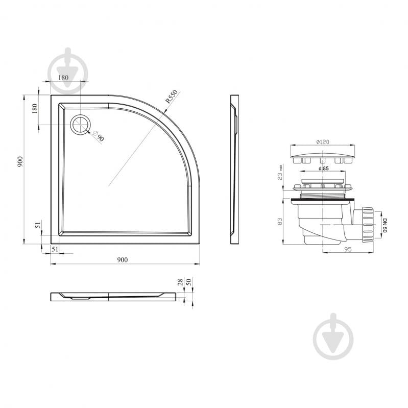 Поддон акриловый One 3701290S - фото 11