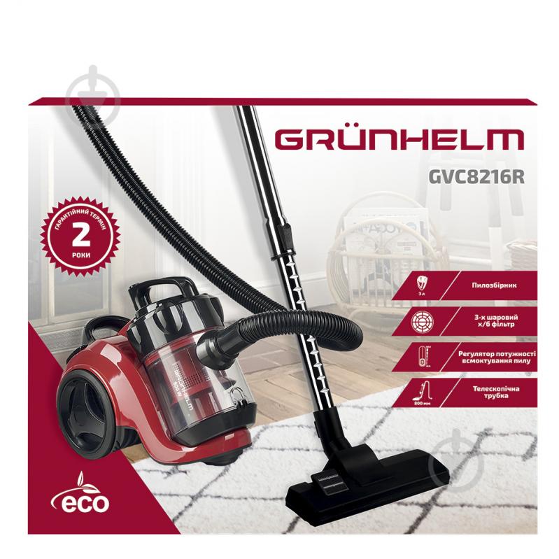 Пылесос циклонный Grunhelm ECO GVC8216R red - фото 8