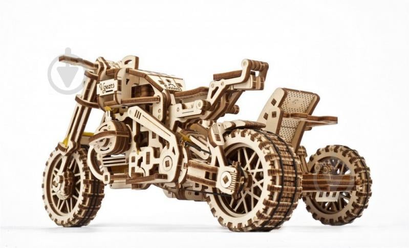 Деревянный 3D-конструктор UGEARS Мотоцикл Scrambler UGR-10 с коляской - фото 10