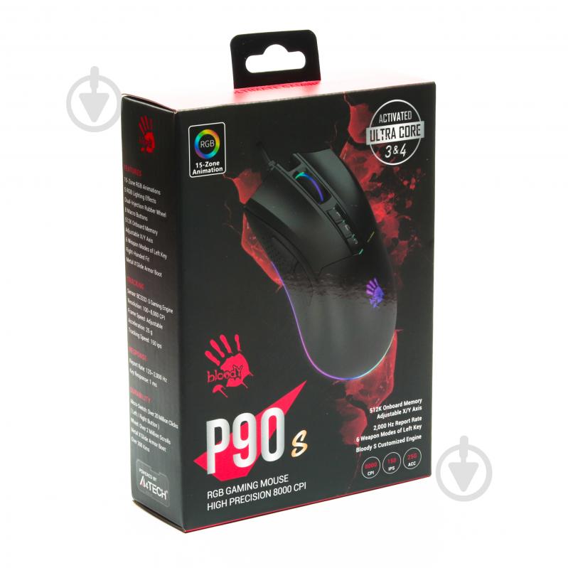 Мышь BLOODY RGB, 8000 dpi black (P90s (Stone Black)) - фото 8