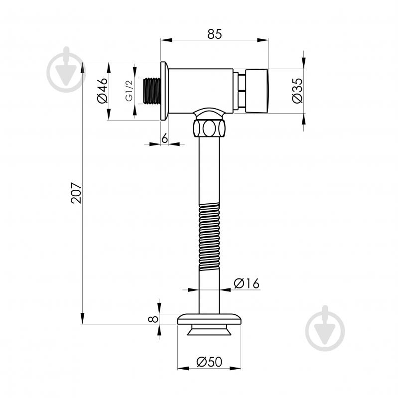 Кран для писсуара RJ хром - фото 2 Кран для писсуара RJ хром - фото 2
