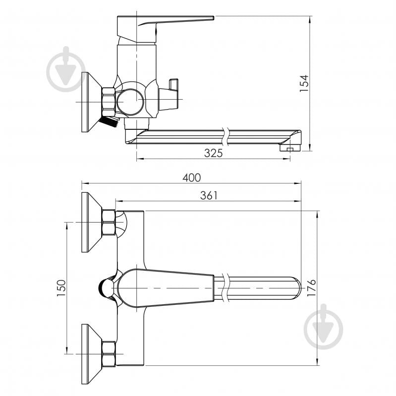 Смеситель для ванны RJ CRETA L-вилив, хром - фото 3 Смеситель для ванны RJ CRETA L-вилив, хром - фото 3