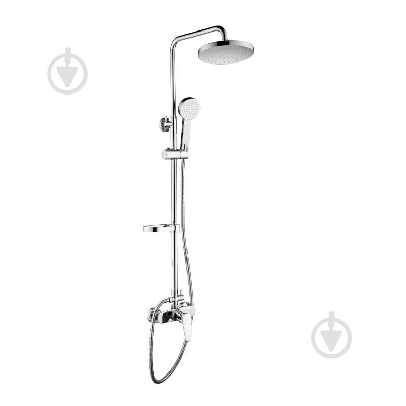 Душевая система RJ LUX (смеситель для душа, душ d200 мм ABS, лейка 90 мм 1 режим, шланг 1500 мм SS), хром - фото 1