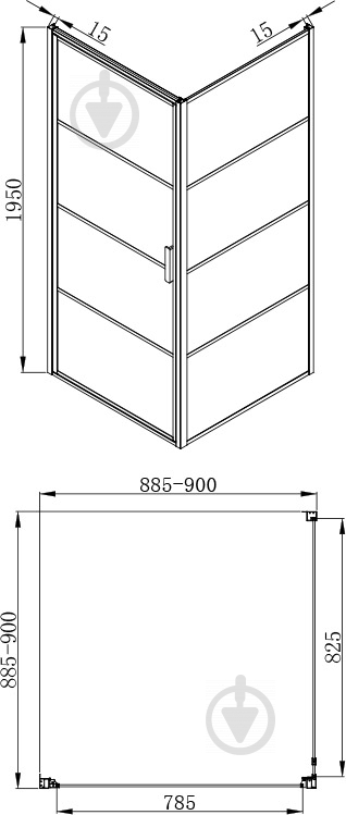 Душова кабіна Bravat Black Line Grid 90х90х195 (Nag1221) - фото 8