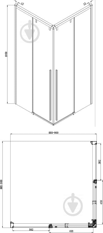 Душова кабіна Bravat Slim Line S/C 90х90х195 (Nni1142) - фото 2