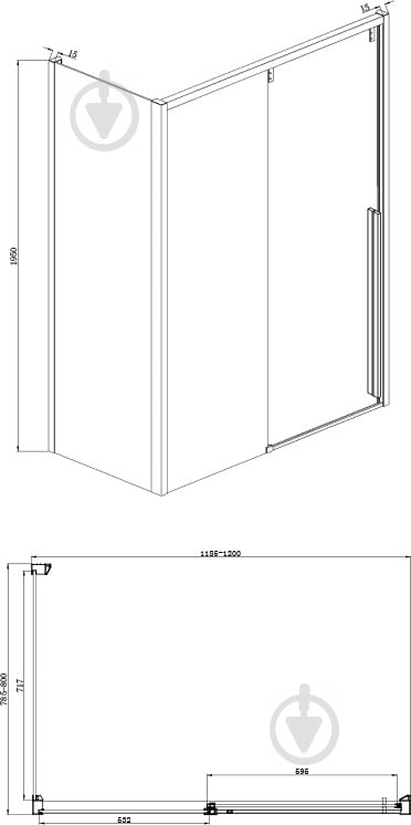 Душова кабіна Bravat Slim Line S/C 120х80х195 (Nni1131) - фото 2