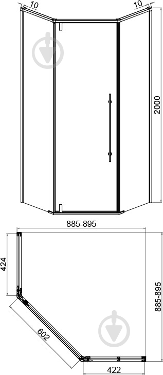 Душова кабіна Bravat Stream Diamond L 90х90х200 (Npc3231-L) - фото 2