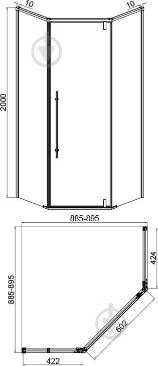 Душова кабіна Bravat Stream Diamond R 43х63х43х200 (Npc3231-R) - фото 2